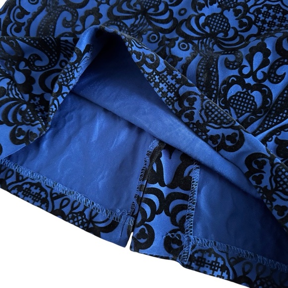 Y2K velvet burnout blue black Sleeveless midi Dress elegant sheath goth 960 - Picture 14 of 16